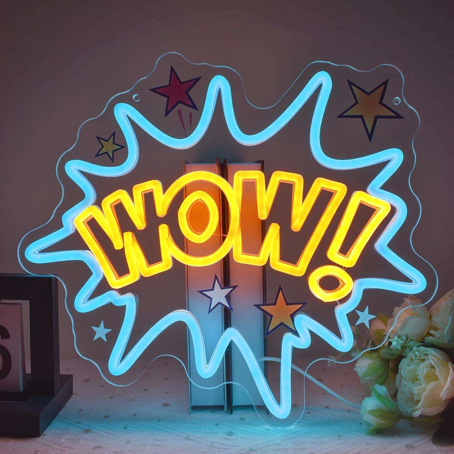 Lighting Decor Wow - Neonowy znak WOW z funkcją ściemniania