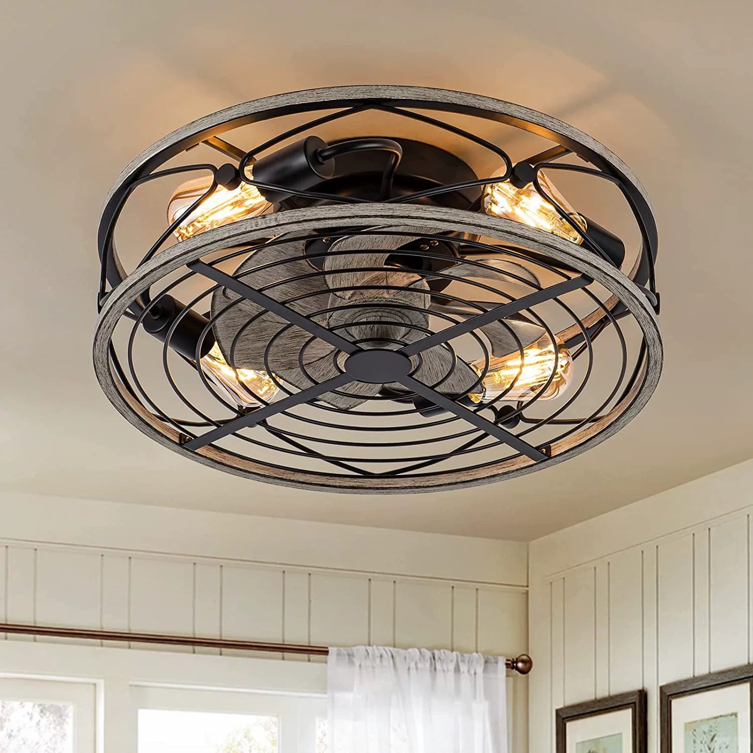 Decor Lighting Fans - Inteligentny wentylator sufitowy z oświetleniem, pilotem,