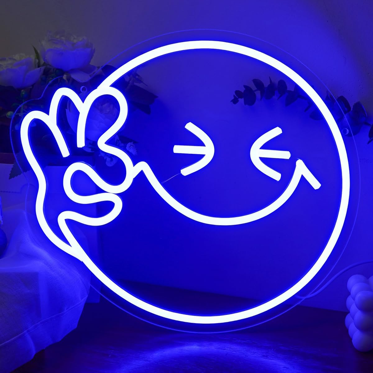 Ok Lighting Decor - Emoji Uśmiech OK Neonowy Znak USB