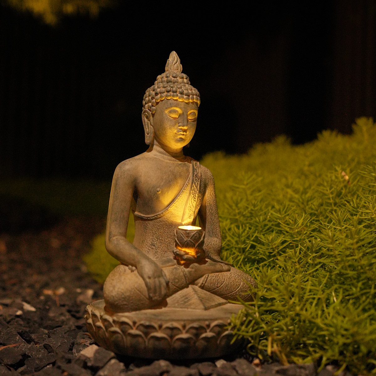 Decor Lighting India - Statuetka Buddy zasilana energią słoneczną i