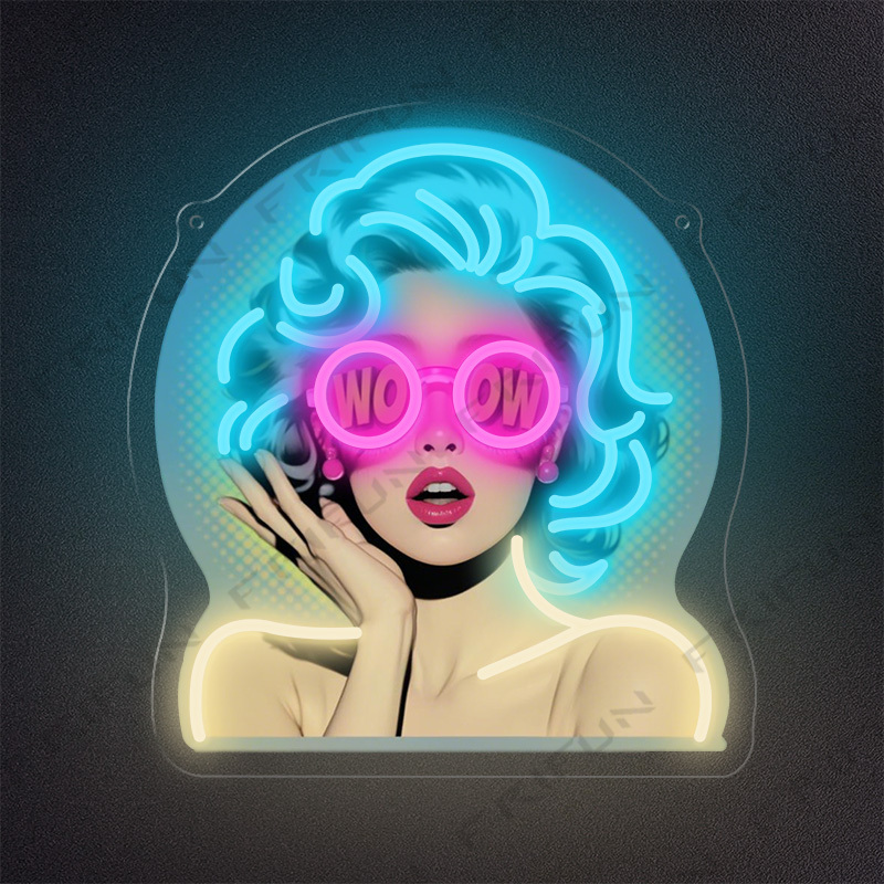 Lighting Decor Wow - Neonowy znak WOW Curl Girl, drukowany