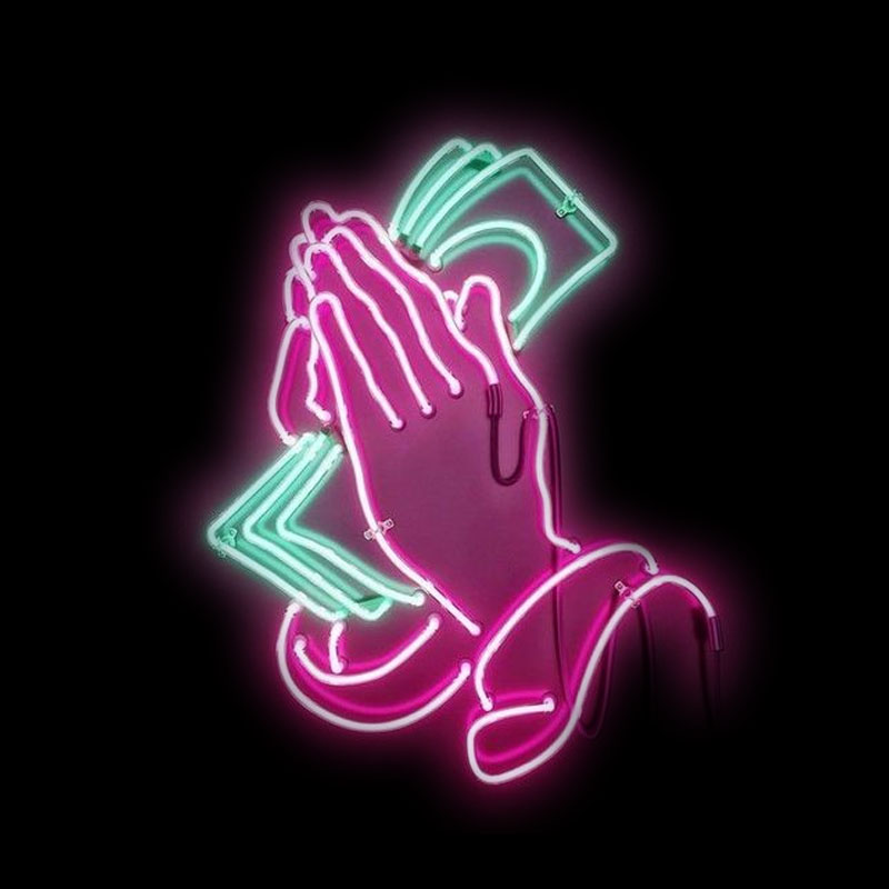 Outdoor Lighting Decor Ideas - Neonowe Ręce Modlące Się Neonowy Wystrój