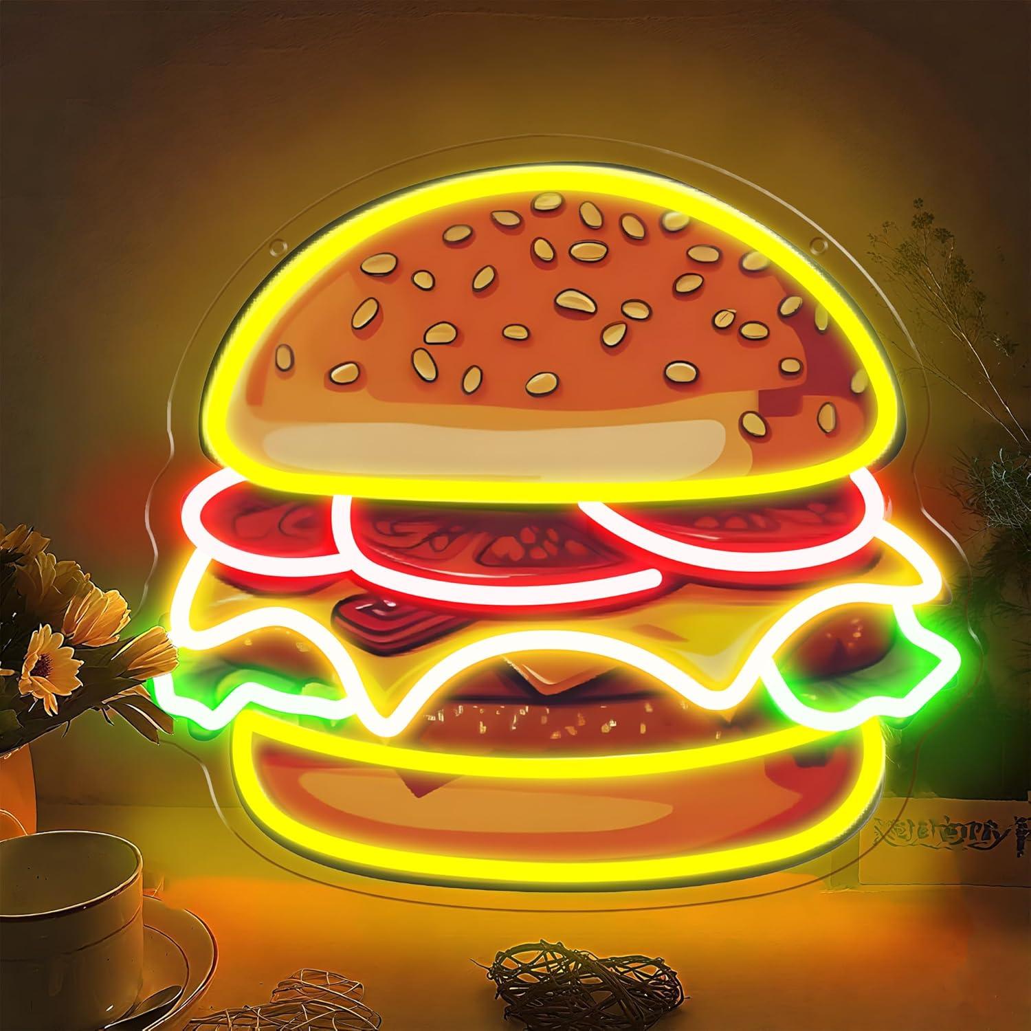 Restaurant Lighting Decoration - Neonowy Znak LED Burger Hamburger Lampa