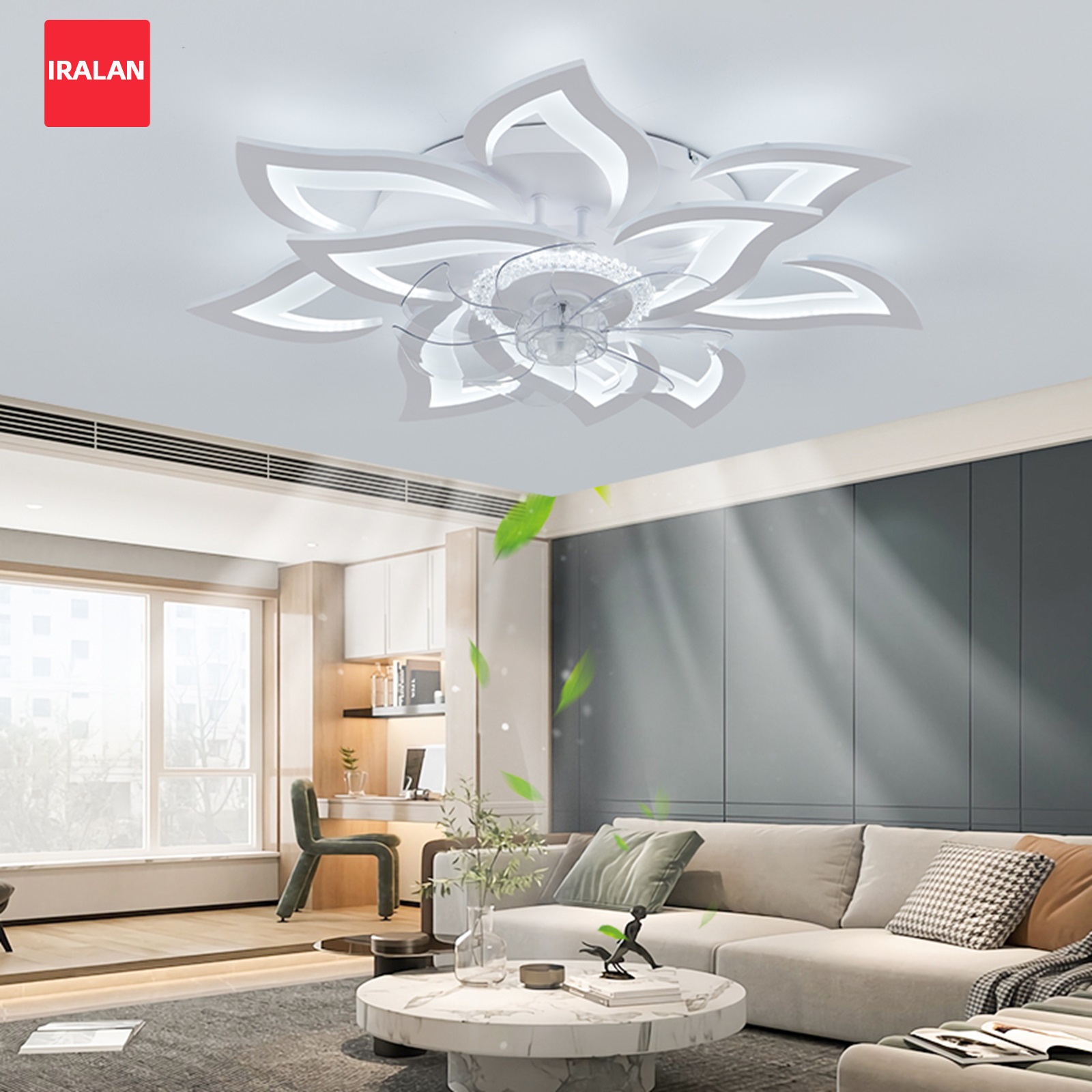 Decor Lighting Fans - Wentylator sufitowy z kwiatami i oświetleniem,