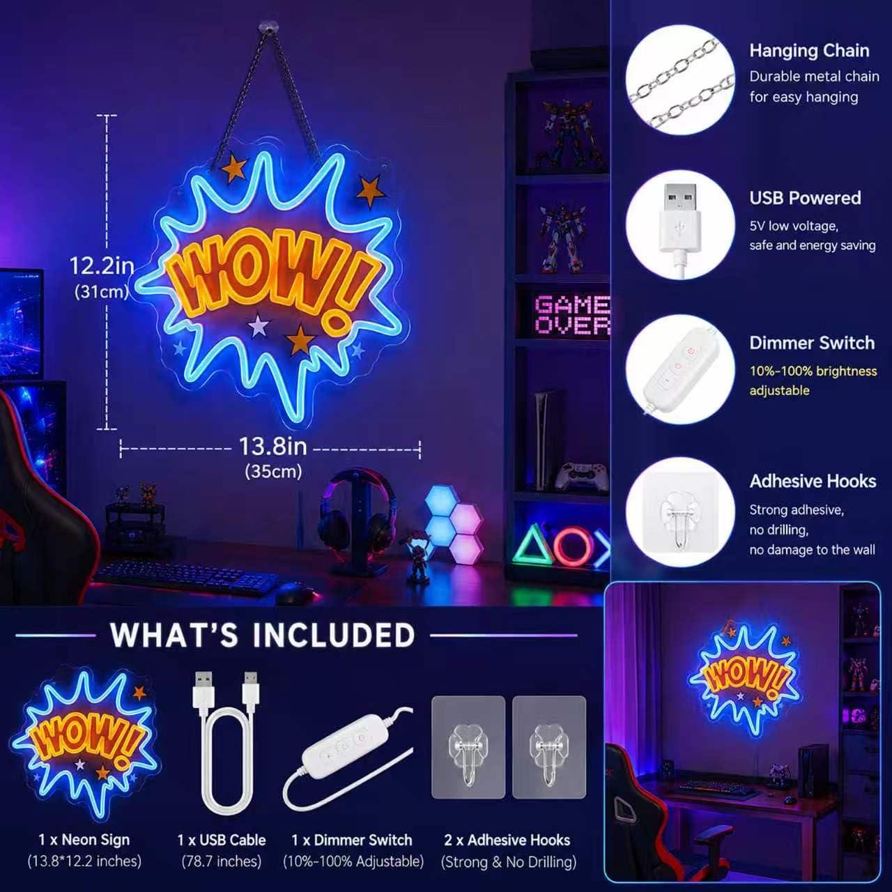 Neonowy znak WOW z funkcją ści – Lighting Decor Wow recenzja i cena