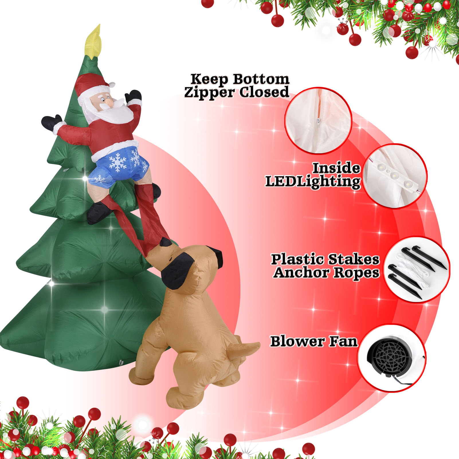 Świąteczny dmuchany pies z Mik – Home Decor Lighting Tree recenzja i cena