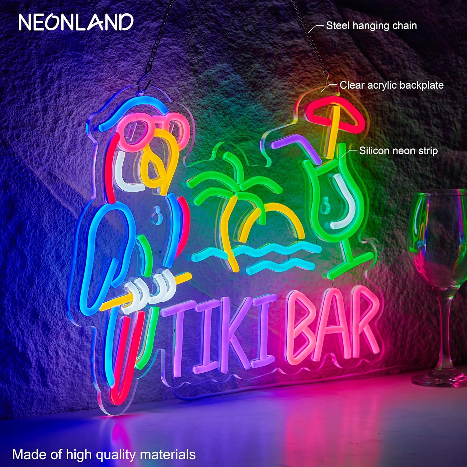 Neonowy Znak Tiki Bar Papuga P – Wall Decor Lighting recenzja i cena