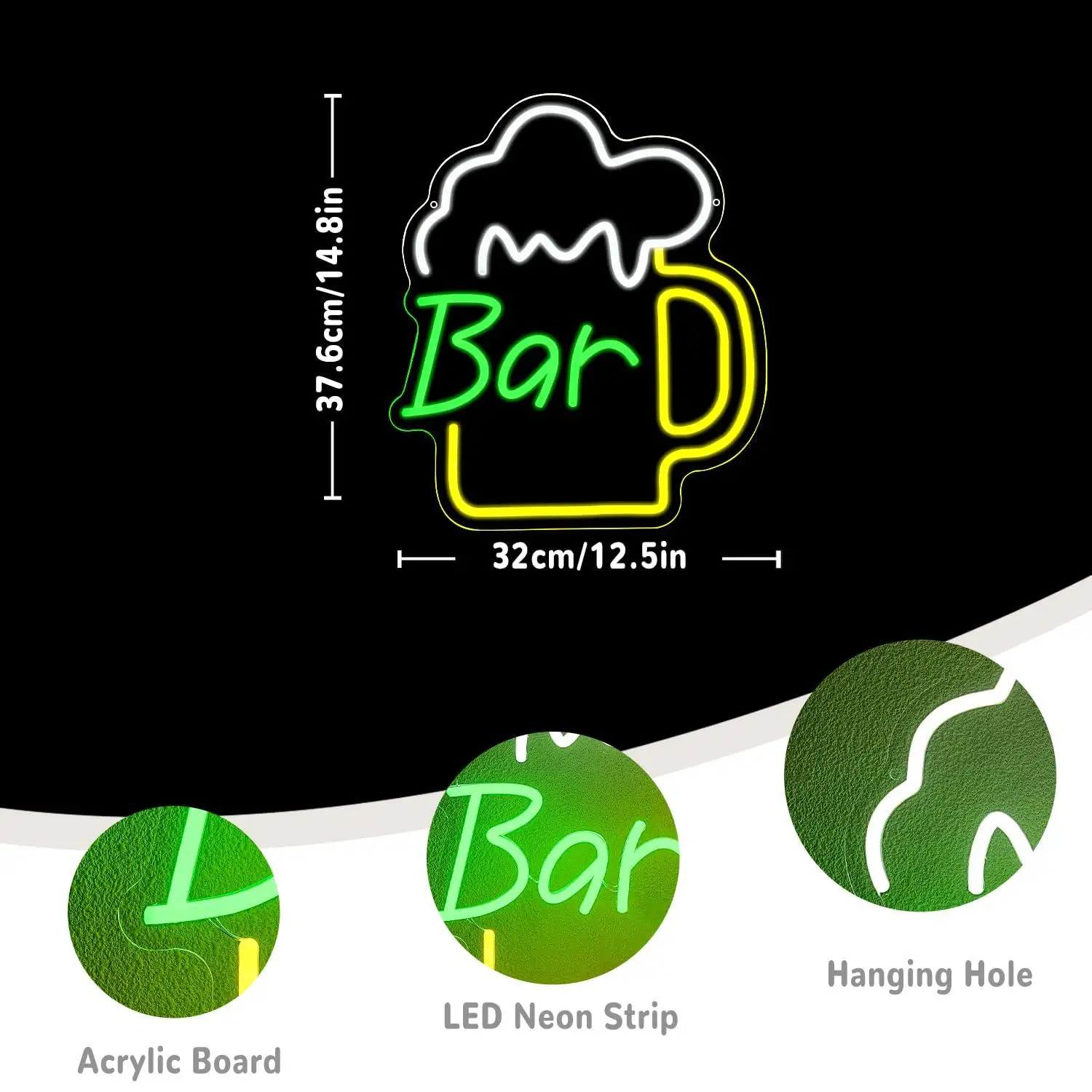 Neonowy szyld barowy z piwem,  – Wall Decor Lighting recenzja i cena
