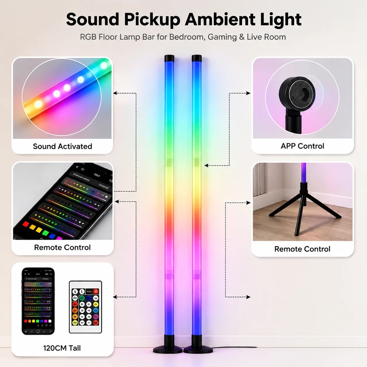 2 SZT. Lampa podłogowa RGB 120 – Lighting Decoration For Home recenzja i cena